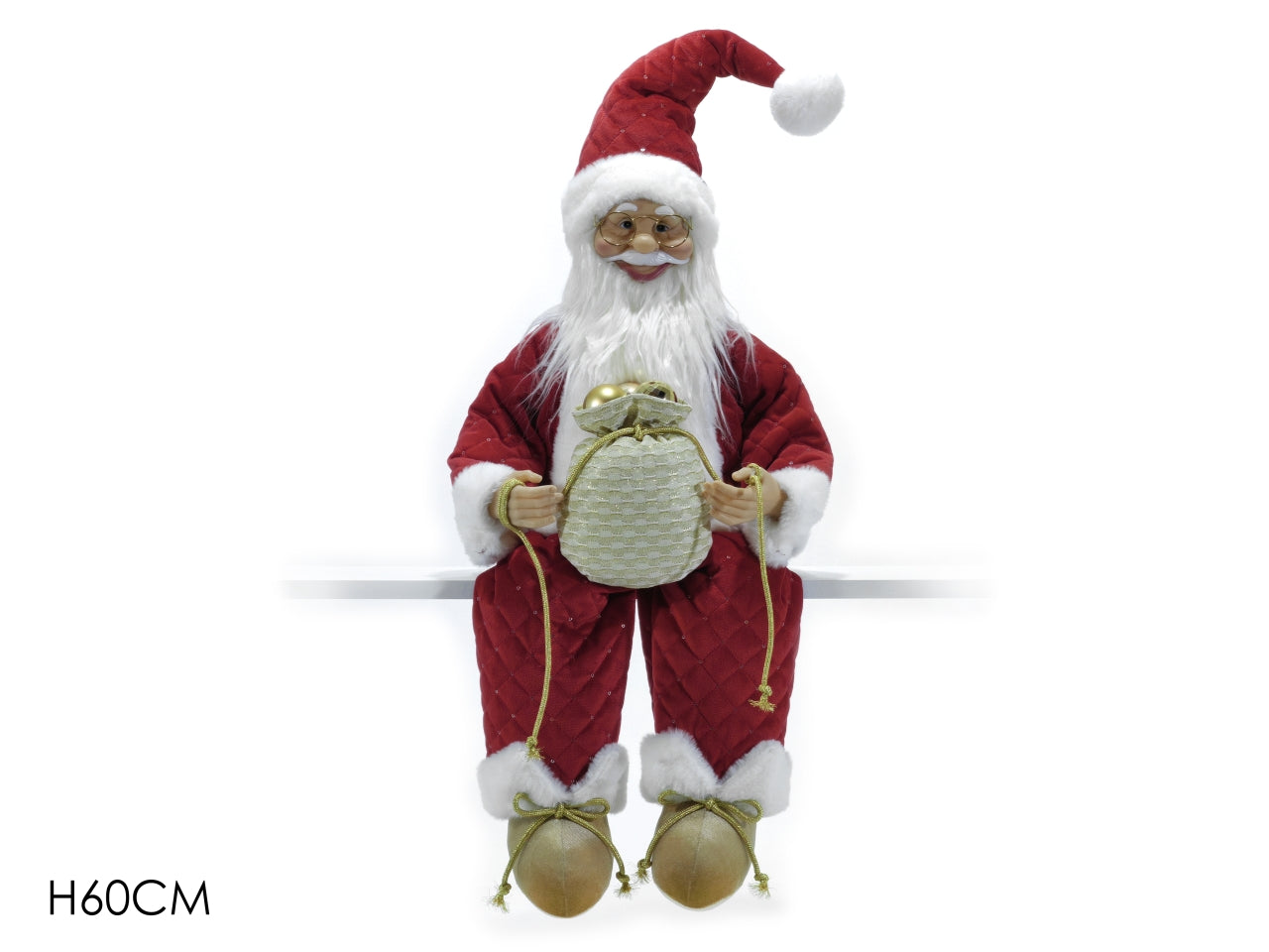 Babbo natale seduto decorativo in plastica rosso e bianco 60 cm - Vestiamo Casa