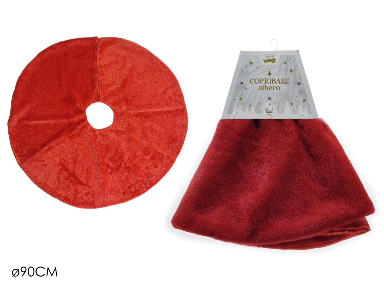 Copribase per albero di natale in poliestere rosso 90 cm - Vestiamo Casa