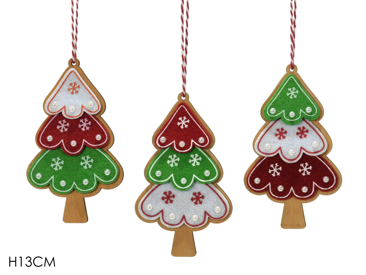 Pendente albero di natale h.13cm in 3 assortimenti
