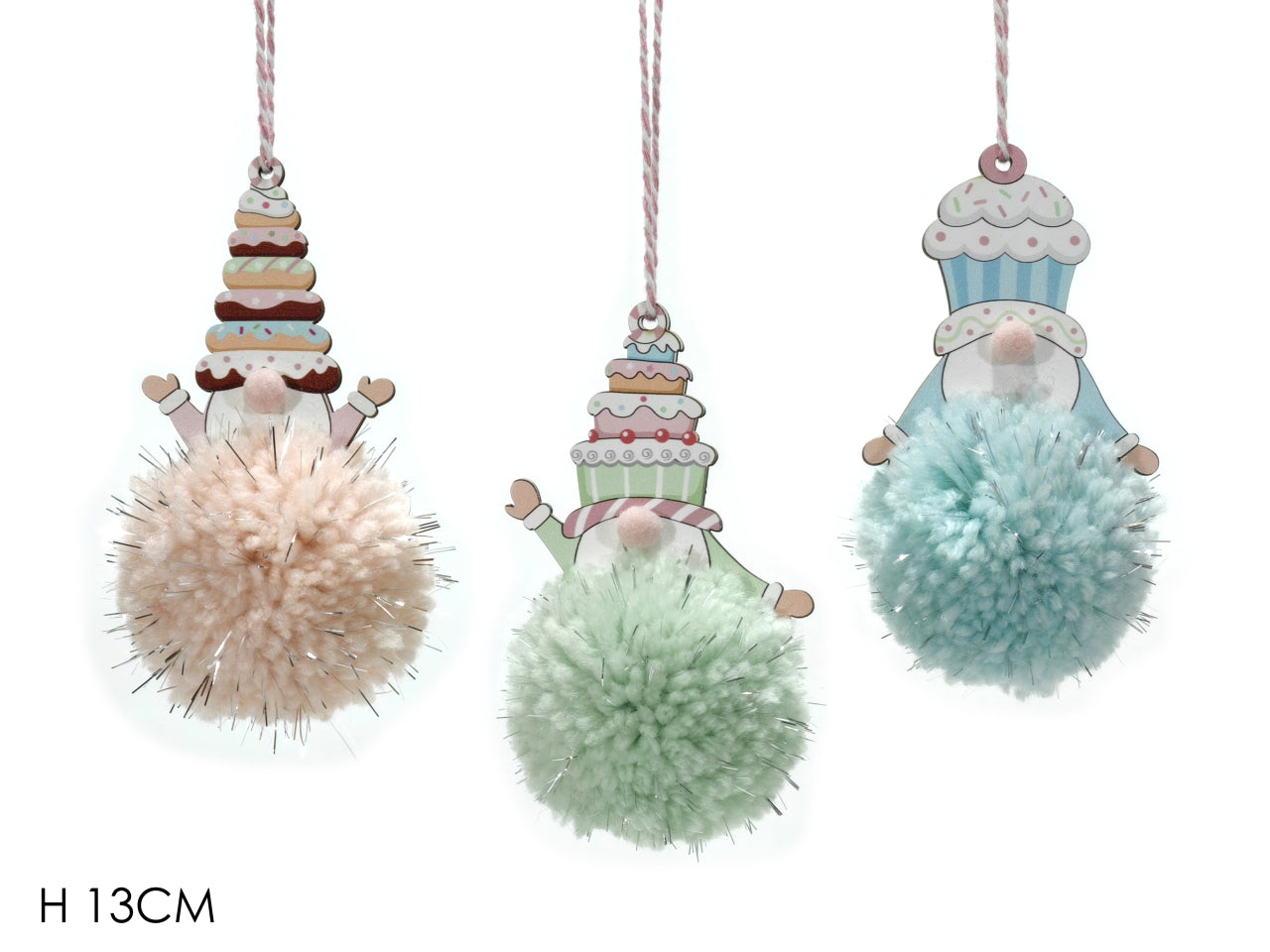 Pendente gnomo h.13cm con ponpon