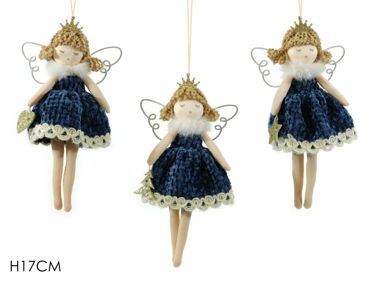 Appendino natalizio angelo blu in 3 soggetti assortiti 17 cm - Vestiamo Casa