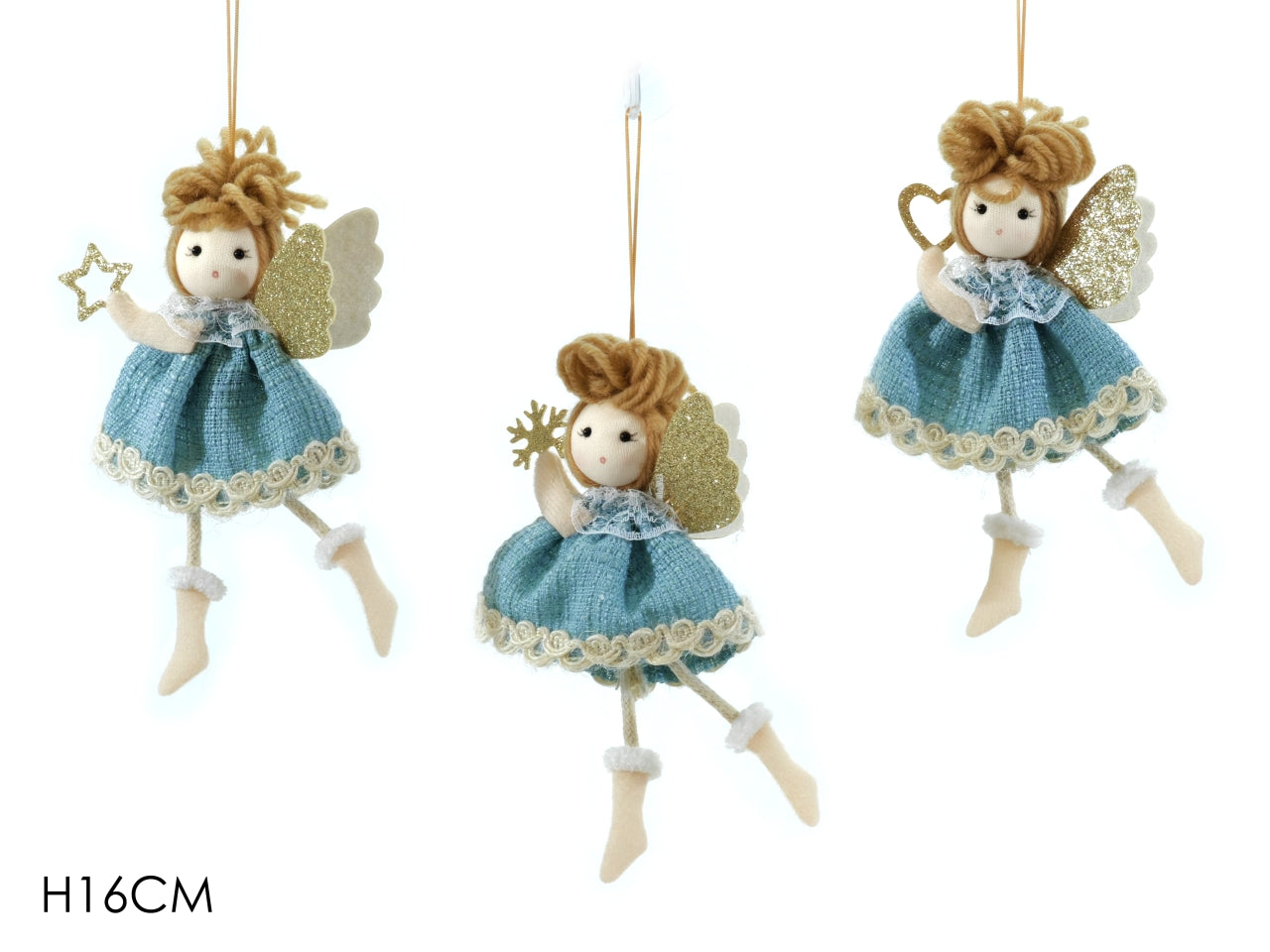 Pendente angelo h.16cm azzurro in 3 assortimenti