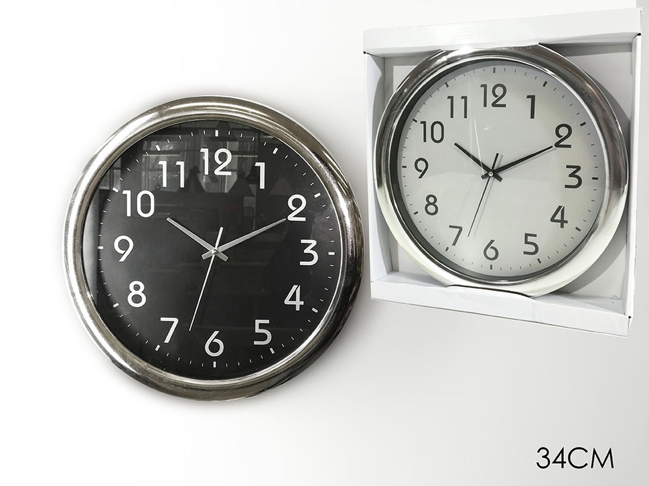 Orologio diametro 34cm da muro funzionamento a batteria - disponibile in 2 colori