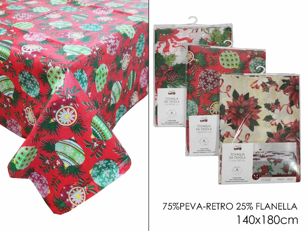 Tovaglia natalizia 140x180cm in 3 assortimenti