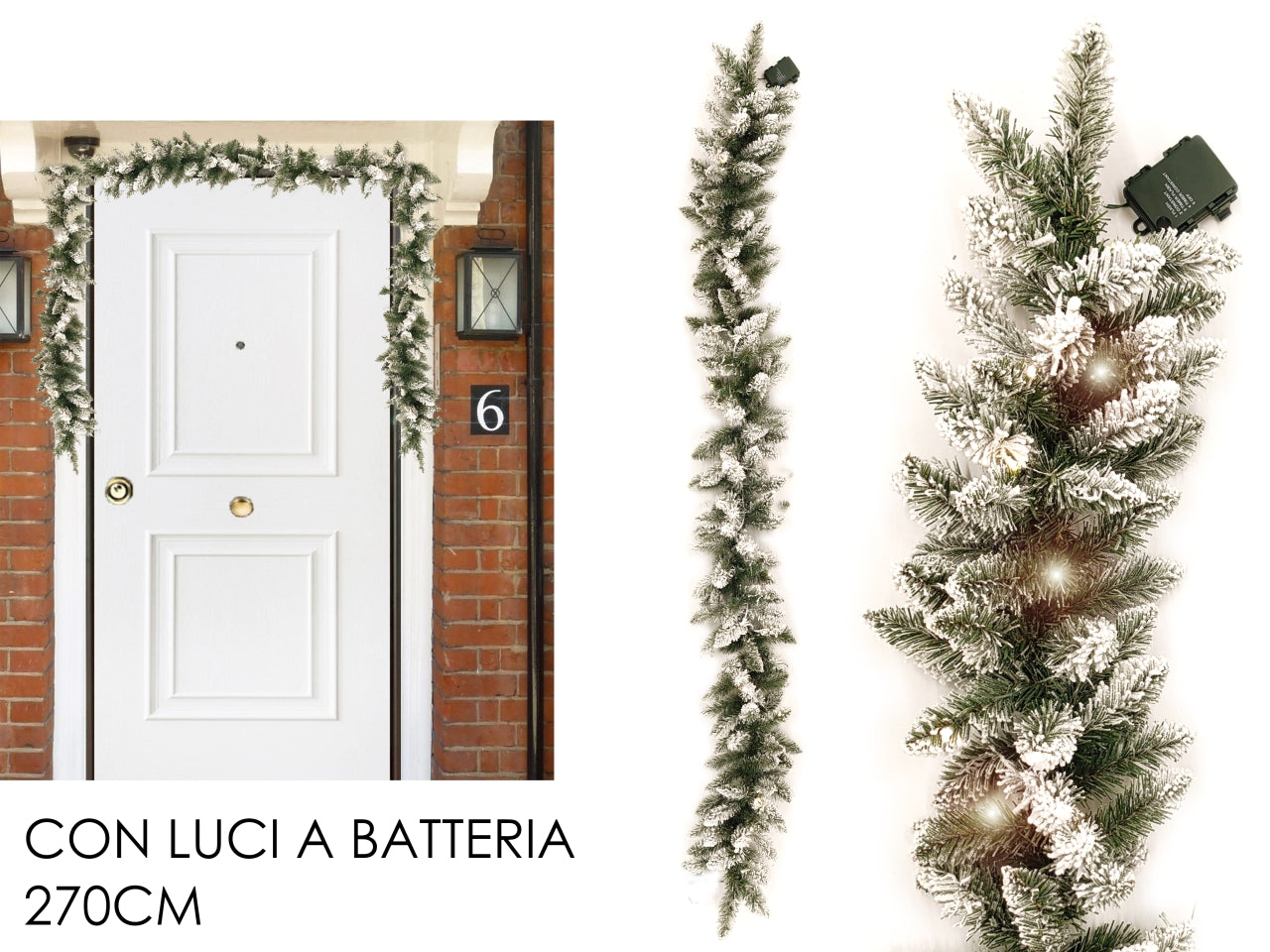 Ghirlanda innevata 270cm con 220 rami 50 led