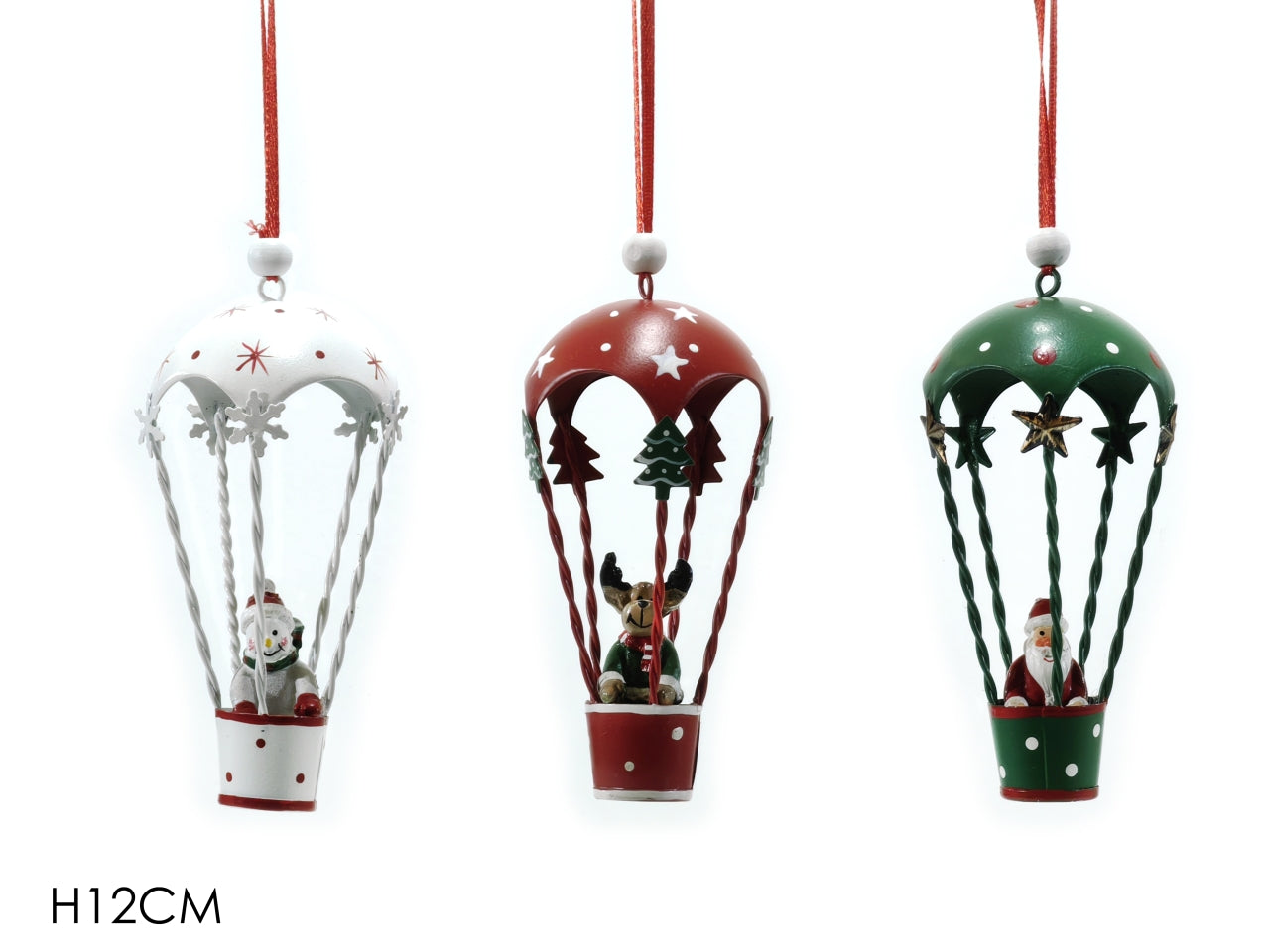 Pendente mongolfiera h.12cm con soggetti natalizi