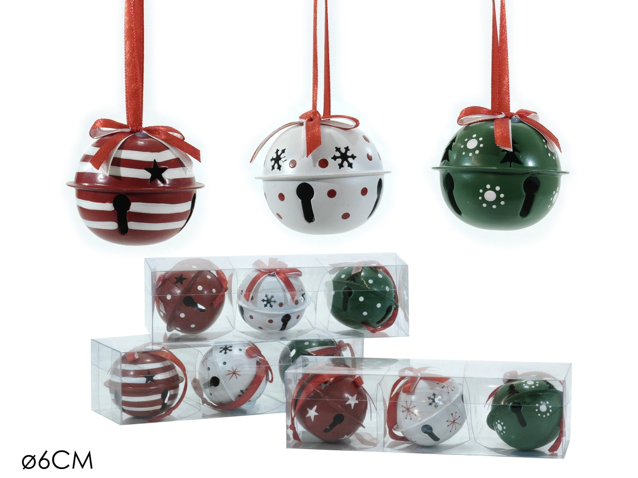 Pendente campanello d.6cm set da 3 campanelli in 3 assortimenti