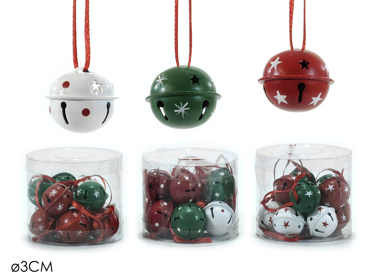 Pendente campanello d.3cm set da 12 campanelli in 3 assortimenti