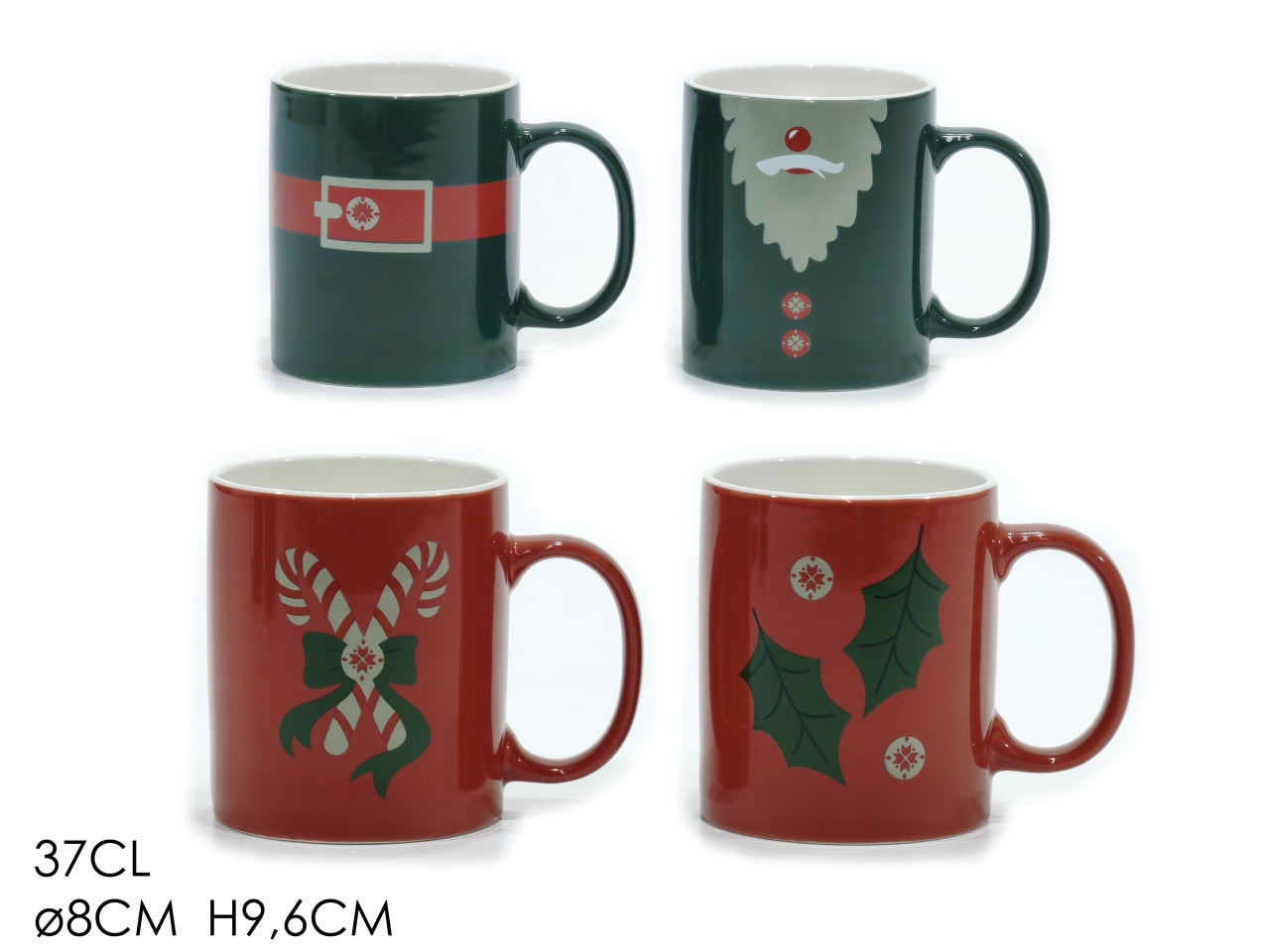 Tazza con manico in dolomite verde e rossa decorazione natalizia 370 ml - Vestiamo Casa