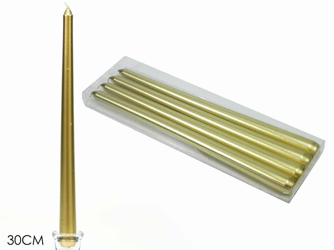 Candele lisce 30cm oro 4 pezzi