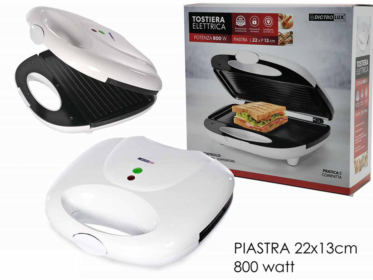 Tostiera 800w bianca 619800