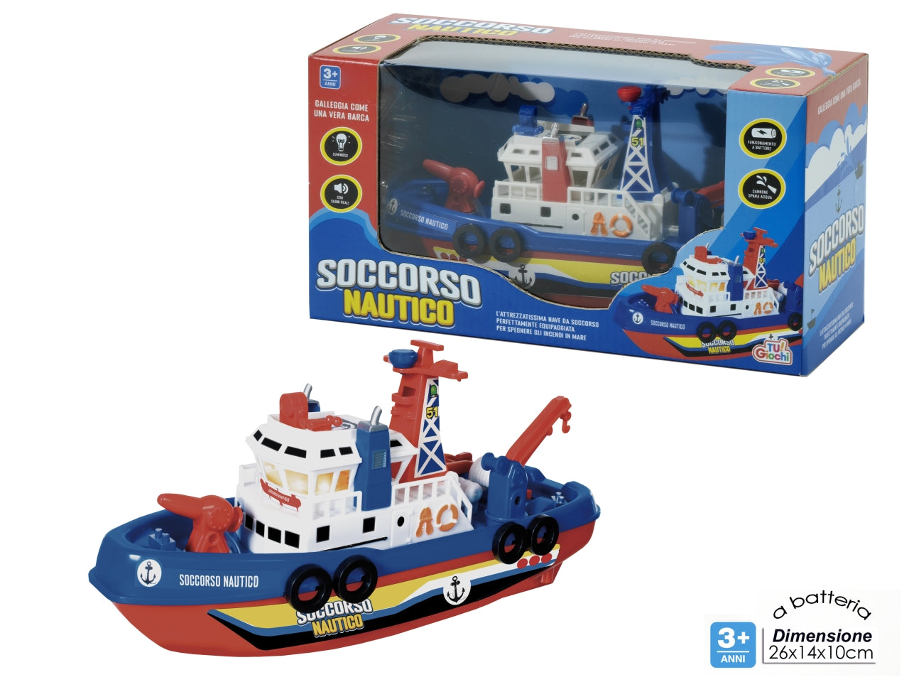 Barca soccorso nautico a batterie con luci suoni e movimento
