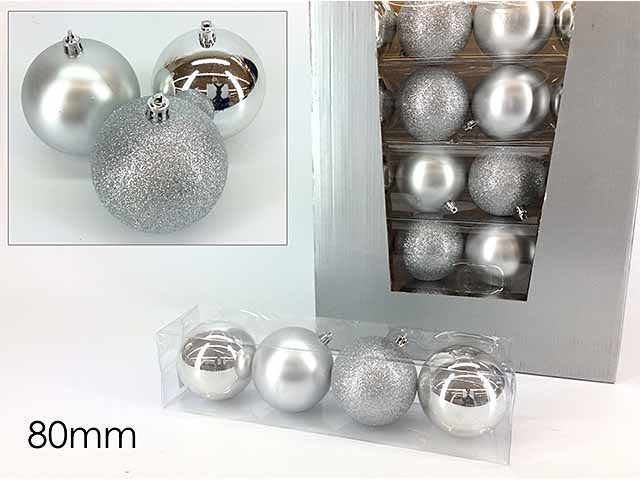 Sfera 80 mm silver miste 4 pezzi 888058
