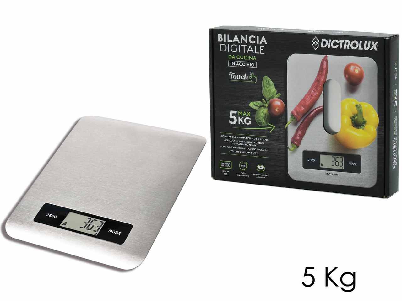 Bilancia da cucina touch 5kg acciaio