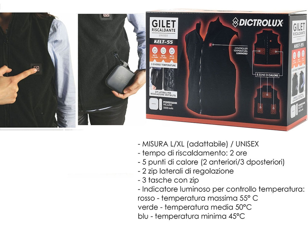 Gilet riscaldante con powerbank l/xl