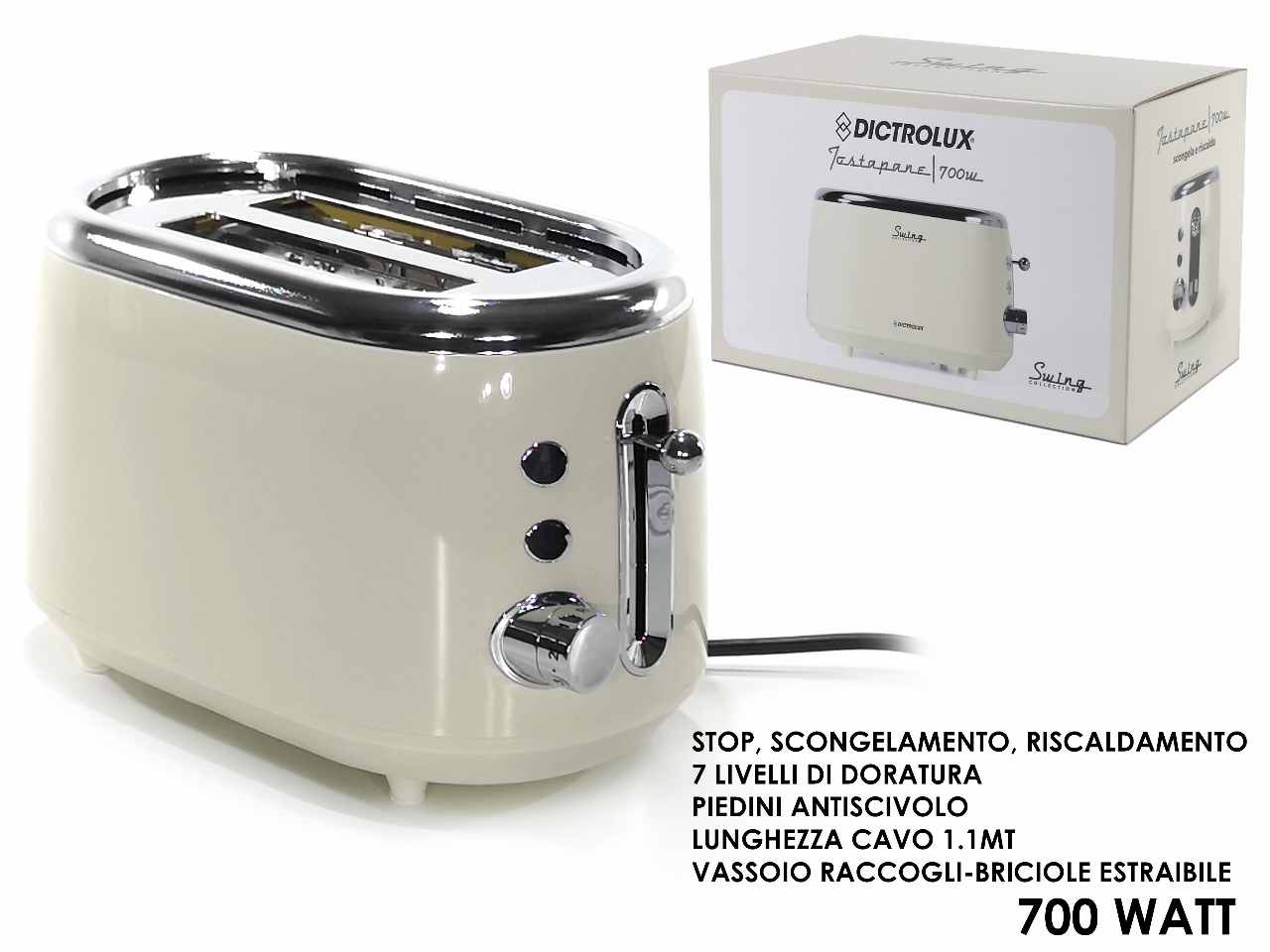 Tostapane 700w colore crema