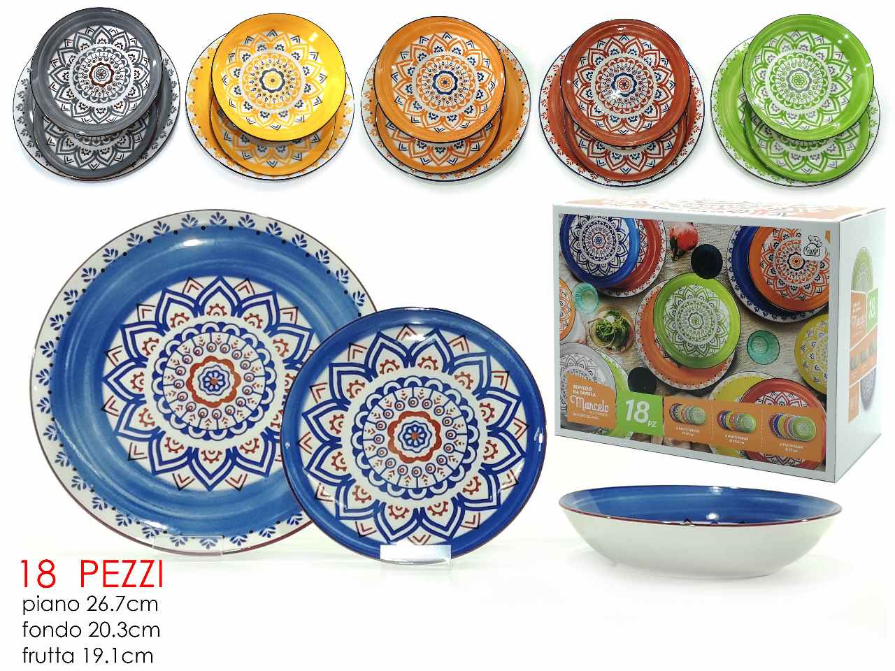 Servizio piatti 18 pezzi m.color 508405