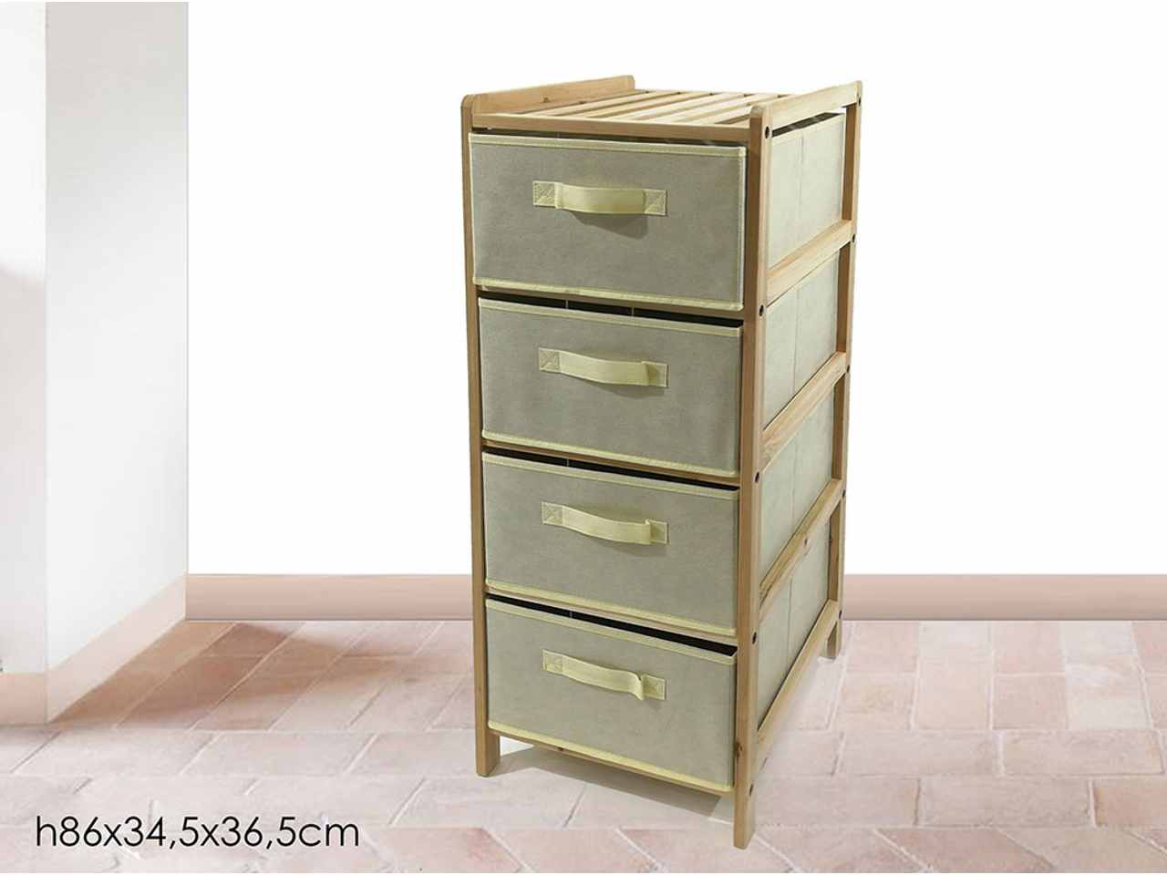 Mobiletto con 4 cassetti 34.5x36.5xh86cm bianco