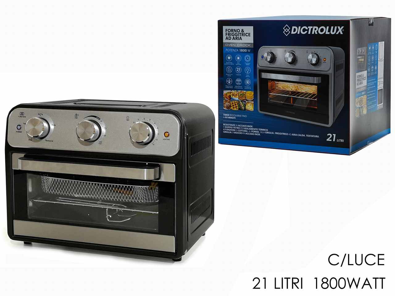 Forno friggitrice oven crock 21lt 1800w