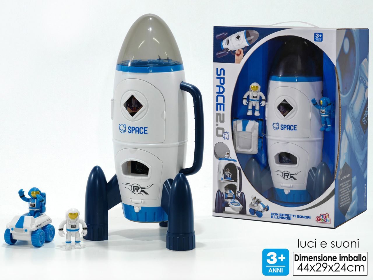 Navicella space 2.0 con 2 astronauti con luci e suoni