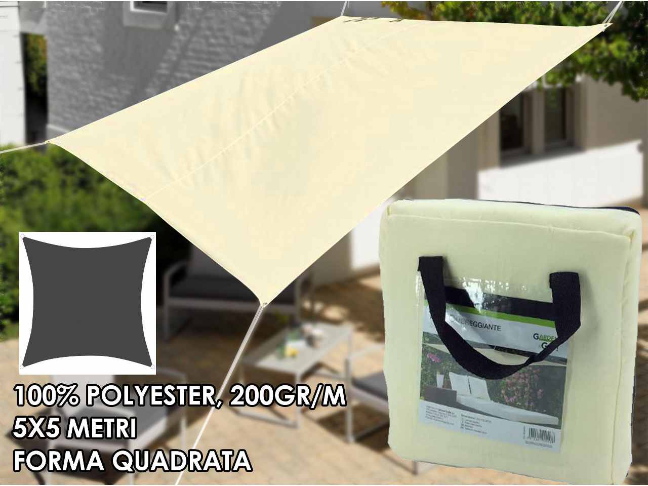 Telo ombreggiante ecru 5x5mt 823629c