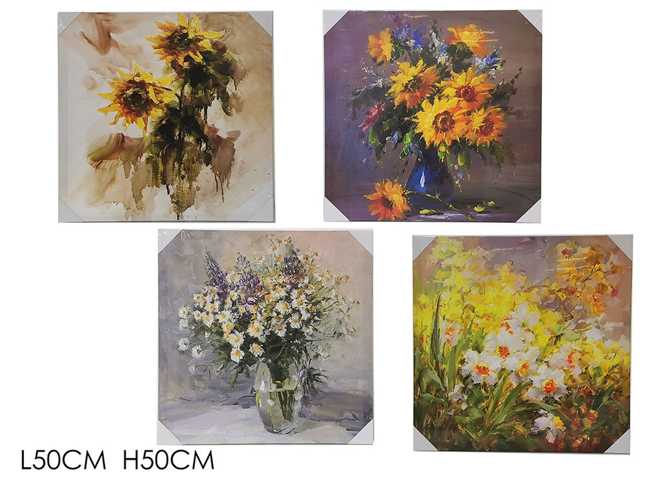 Quadro decoro fiori acquerello 50x50cm - disponibile in 4 decori