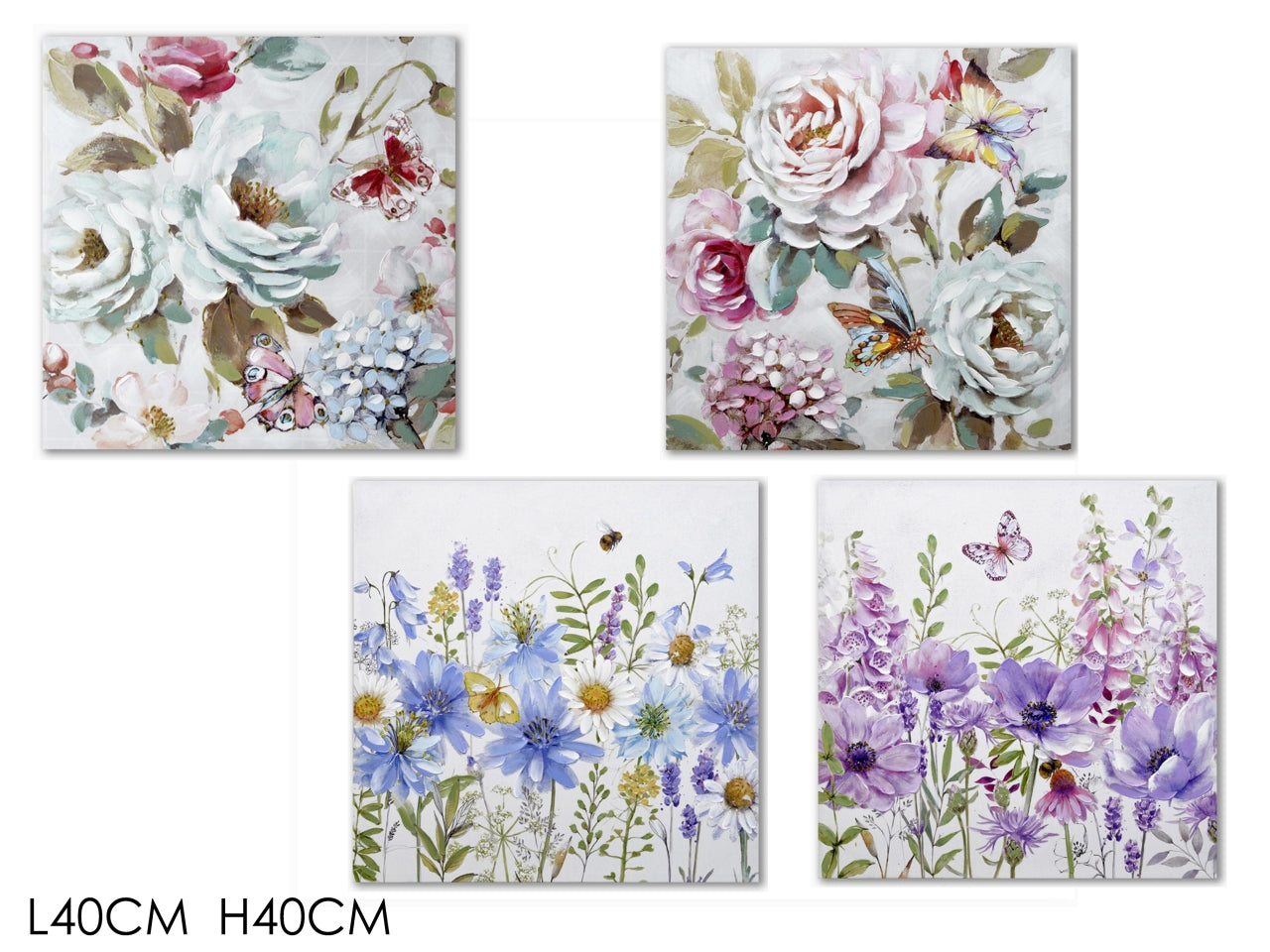Quadro 40x40cm con decoro floreale - disponibile in 4 diversi decori