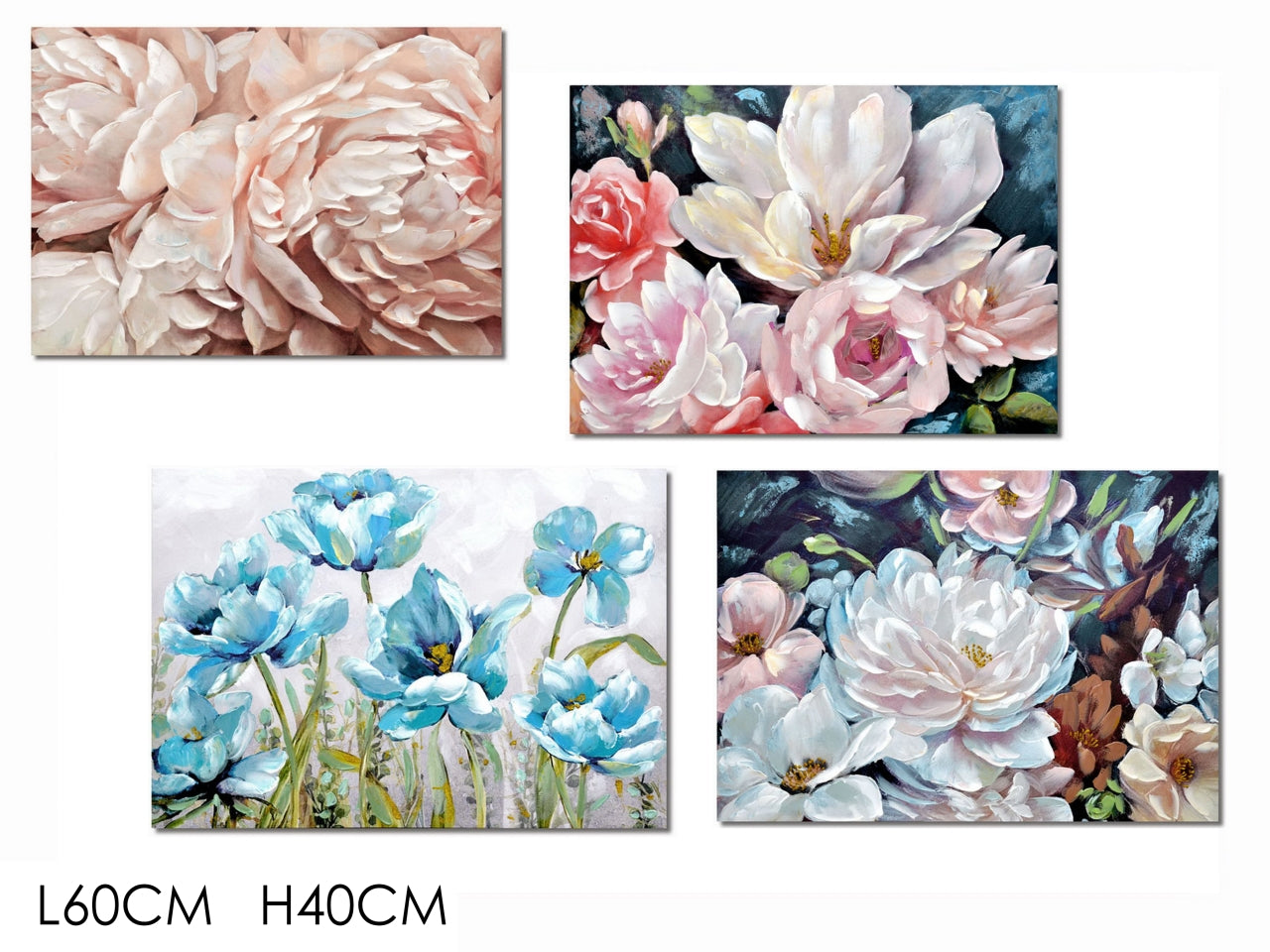 Quadro 60x40cm con decoro floreale - disponibile in 4 diversi decori