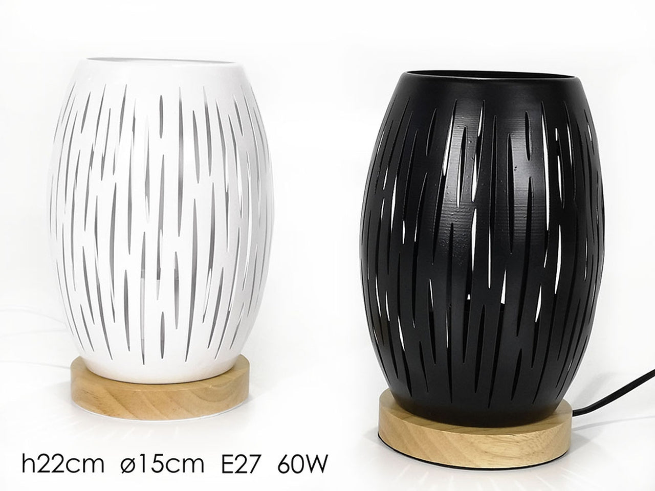 Lampada da tavolo con base in legno in 2 colori assortiti
