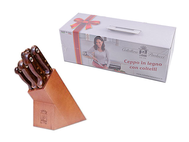 Ceppo in legno c/6 coltelli 575