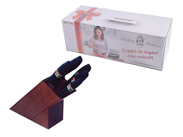 Ceppo in legno c/6 coltelli 4831