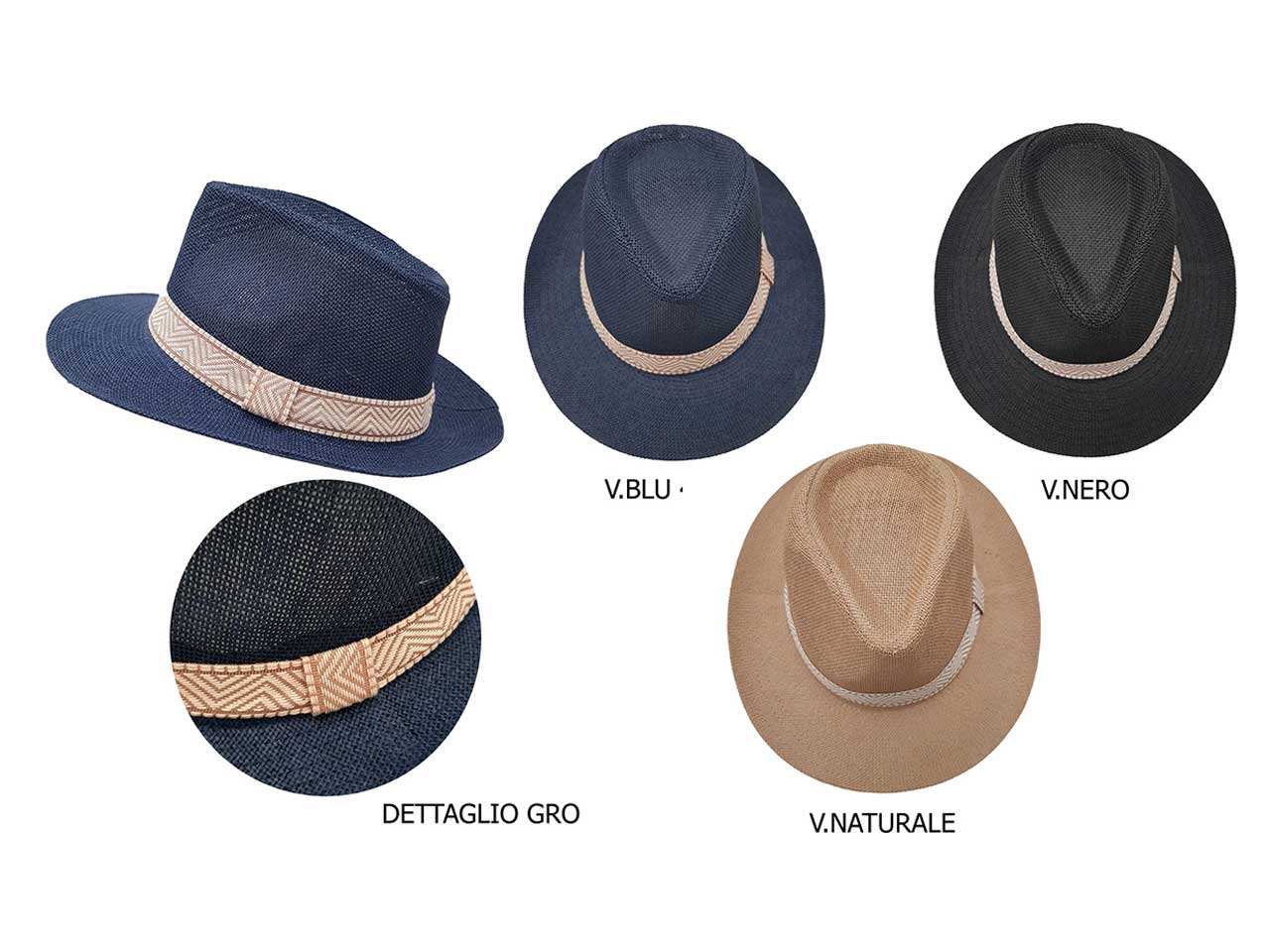 Cappello da uomo a falda larga con ricamo rurale taglie s/m - l/xl