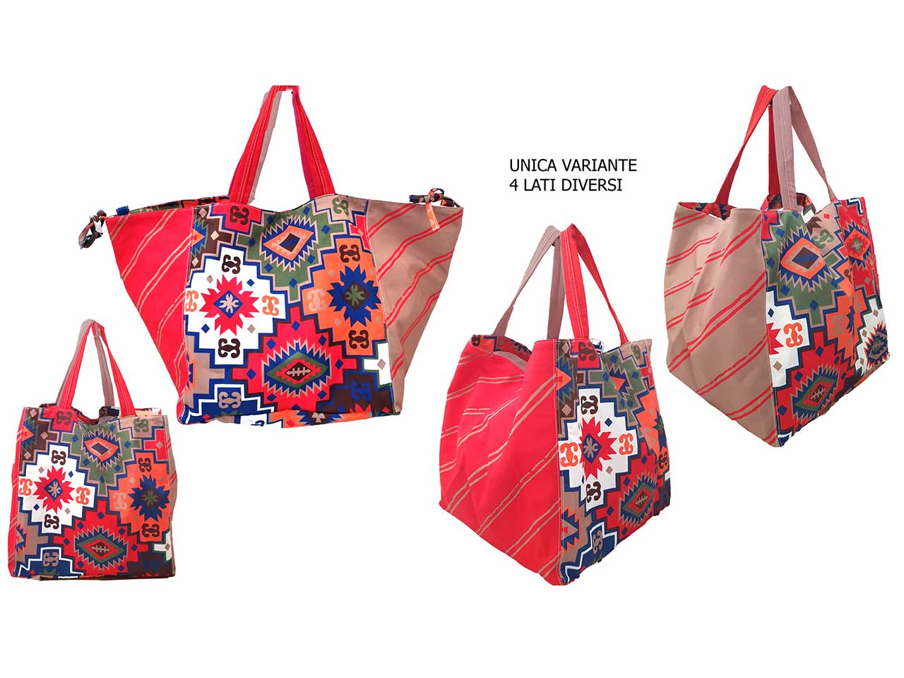 Borsa shopping over con stampa azteca 60x32x32cm