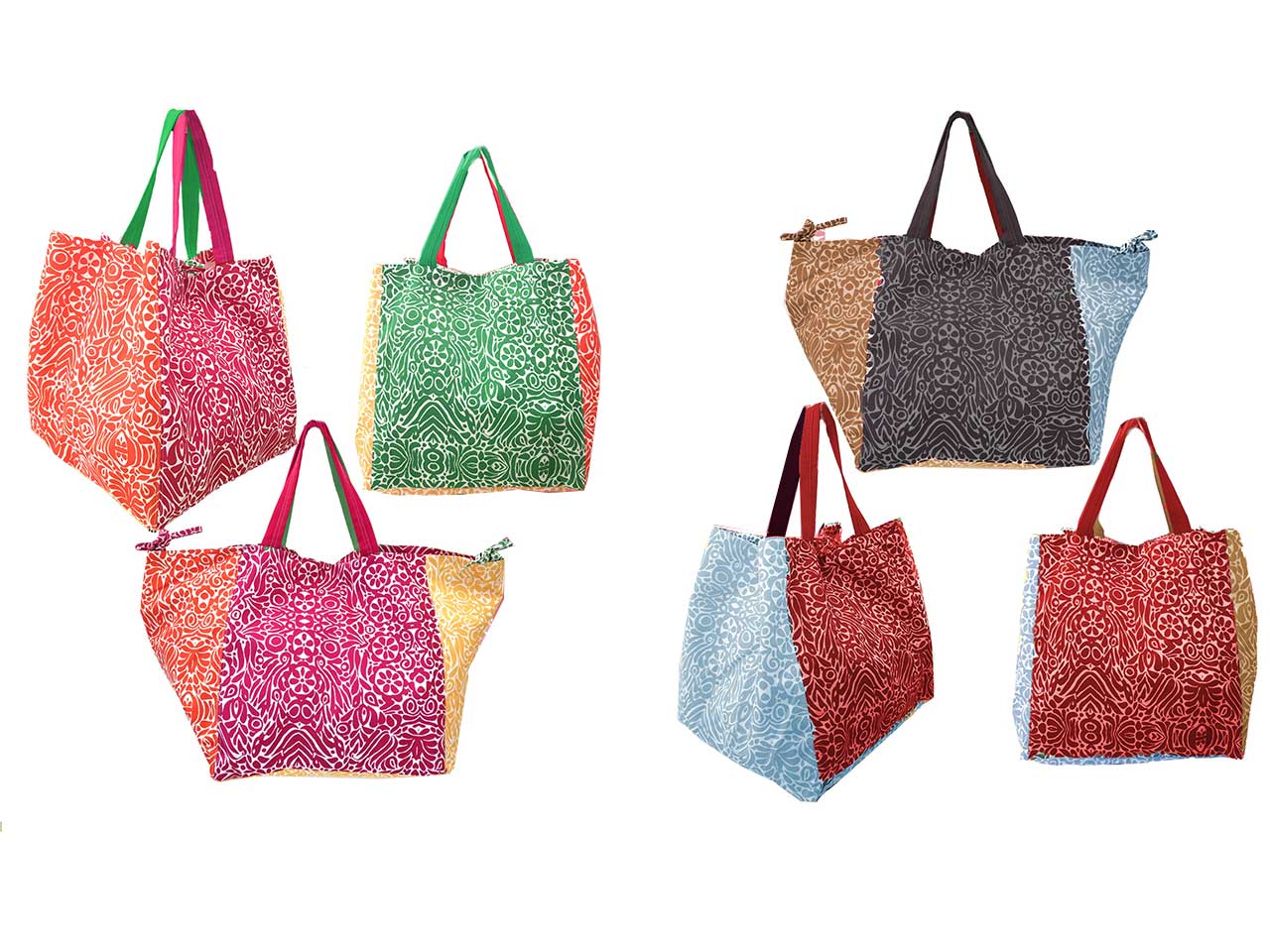 Borsa shopping over 4 con lati tessuti bicolor 60x32x32cm