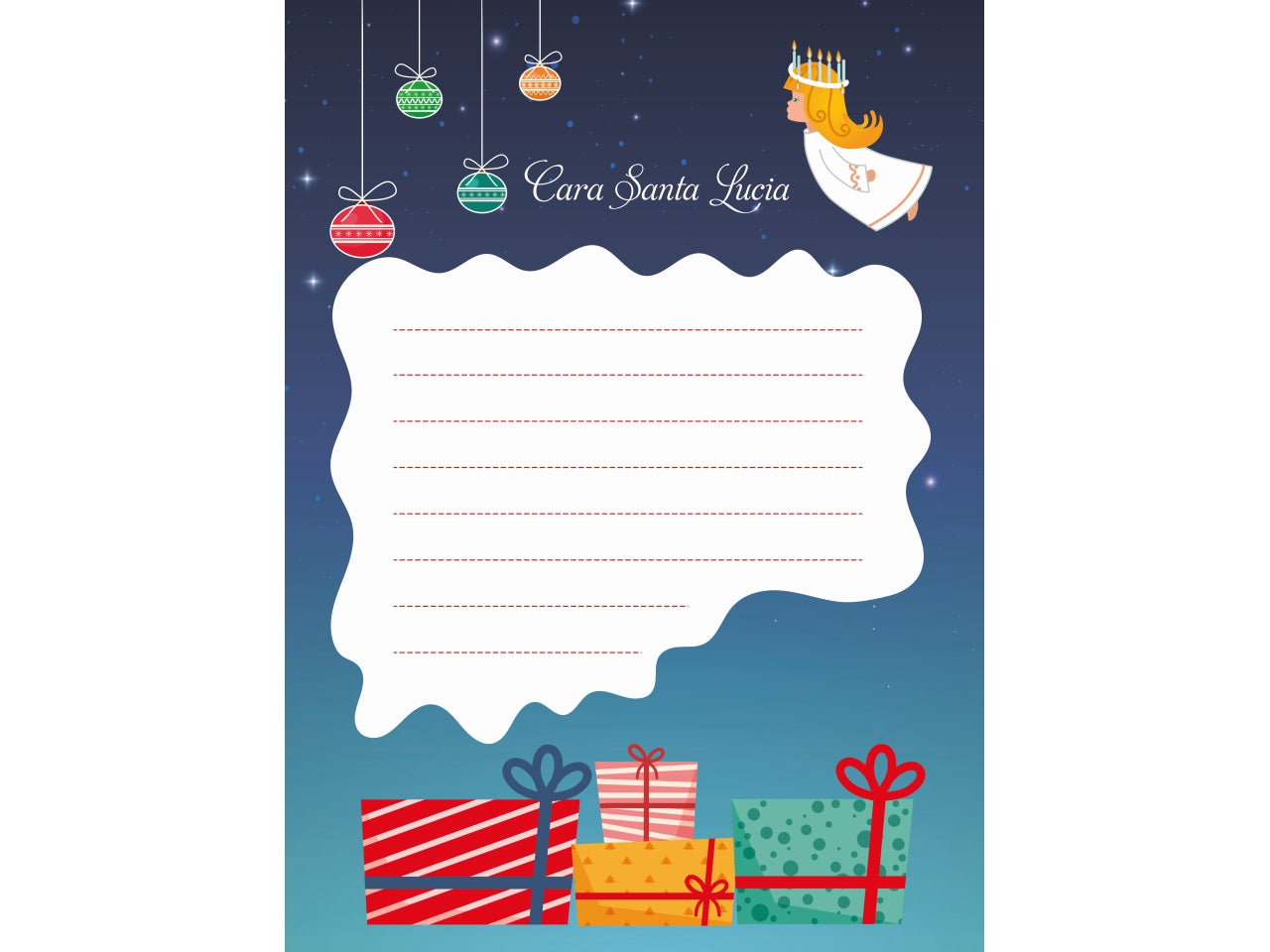Scatola con 24 letterine santa lucia
