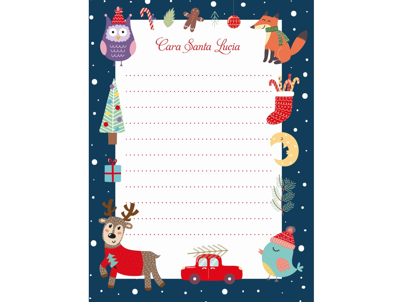 Scatola con 24 letterine santa lucia
