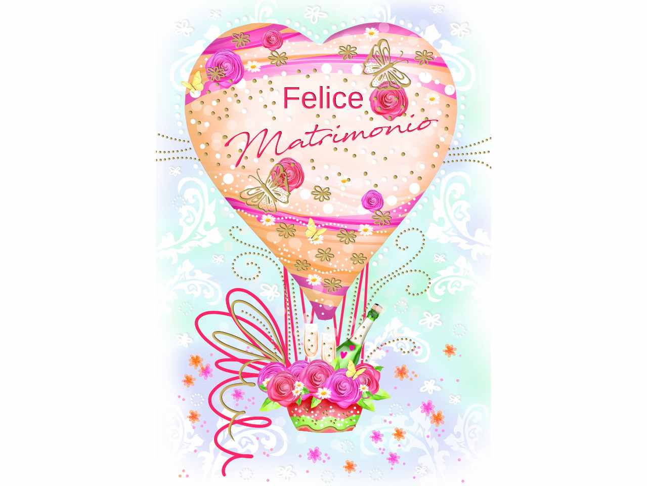 Biglietto augurale con scritta felice matrimonio