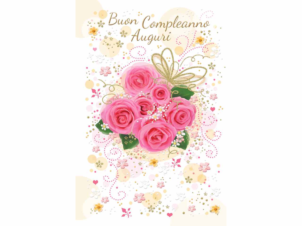 Biglietto auguri buon compleanno decorazione fiori