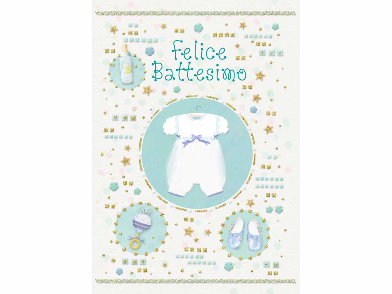 Biglietto auguri felice battesimo con porta soldi