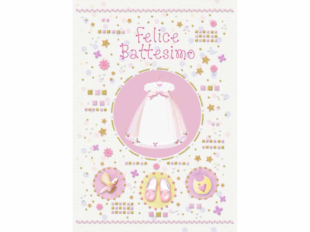 Biglietto auguri felice battesimo con porta soldi