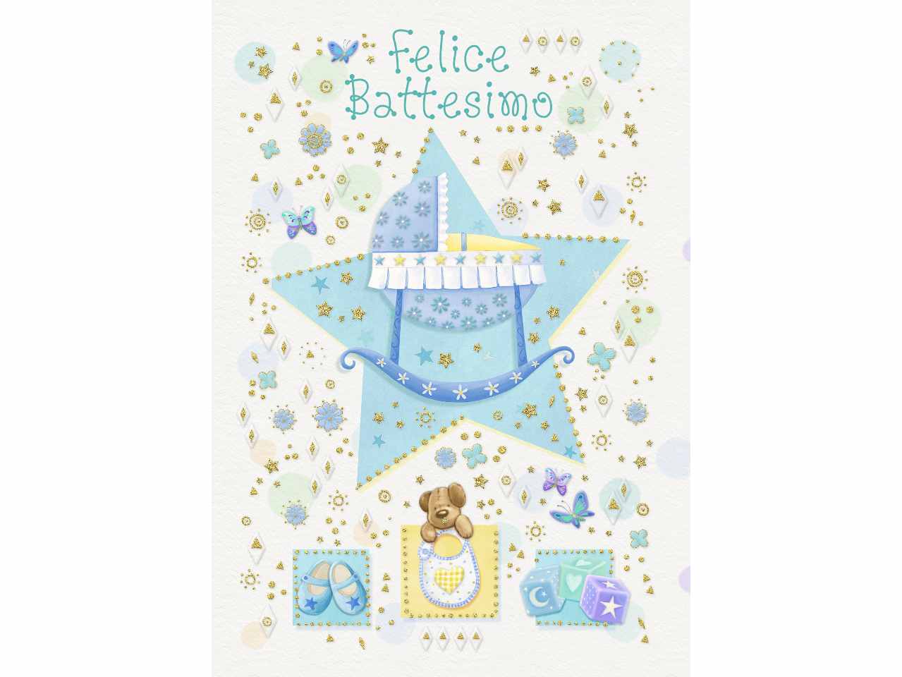 Biglietto auguri felice battesimo con porta soldi