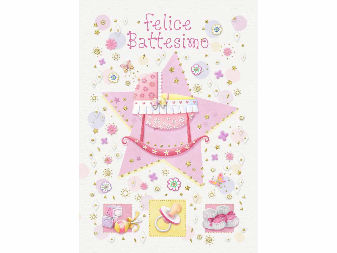 Biglietto auguri felice battesimo con porta soldi