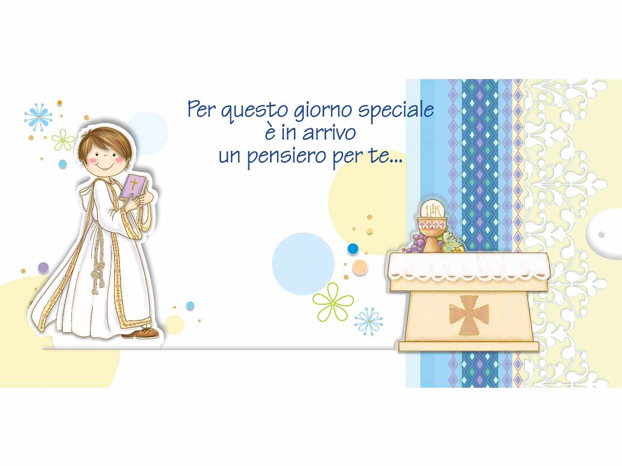 Biglietto auguri prima comunione con porta soldi