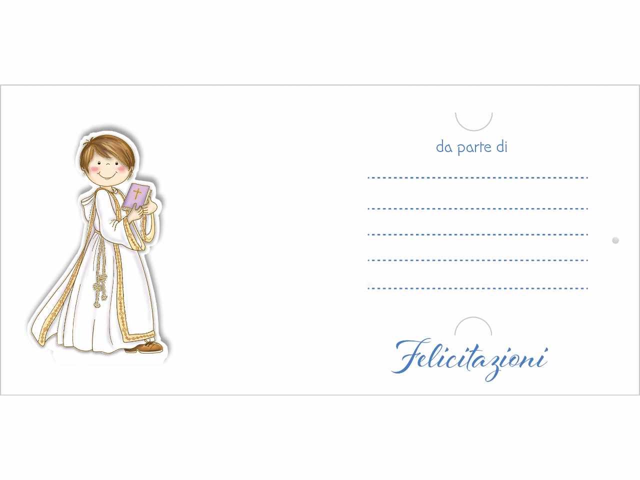 Biglietto auguri prima comunione con porta soldi