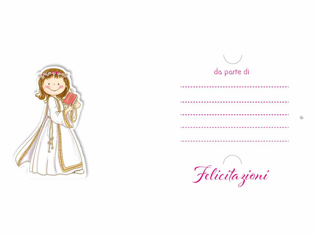 Biglietto auguri prima comunione con porta soldi