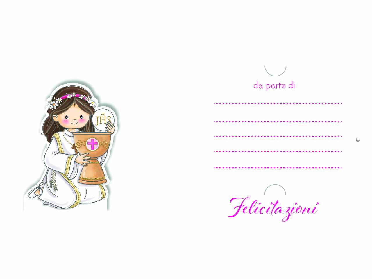 Biglietto auguri prima comunione con porta soldi