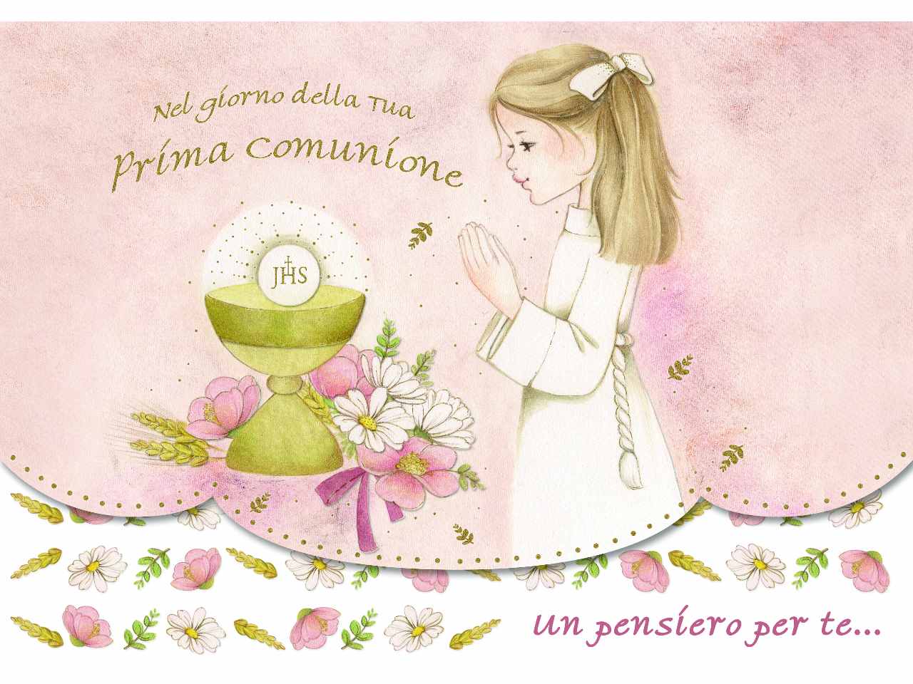 Biglietto auguri prima comunione con porta soldi