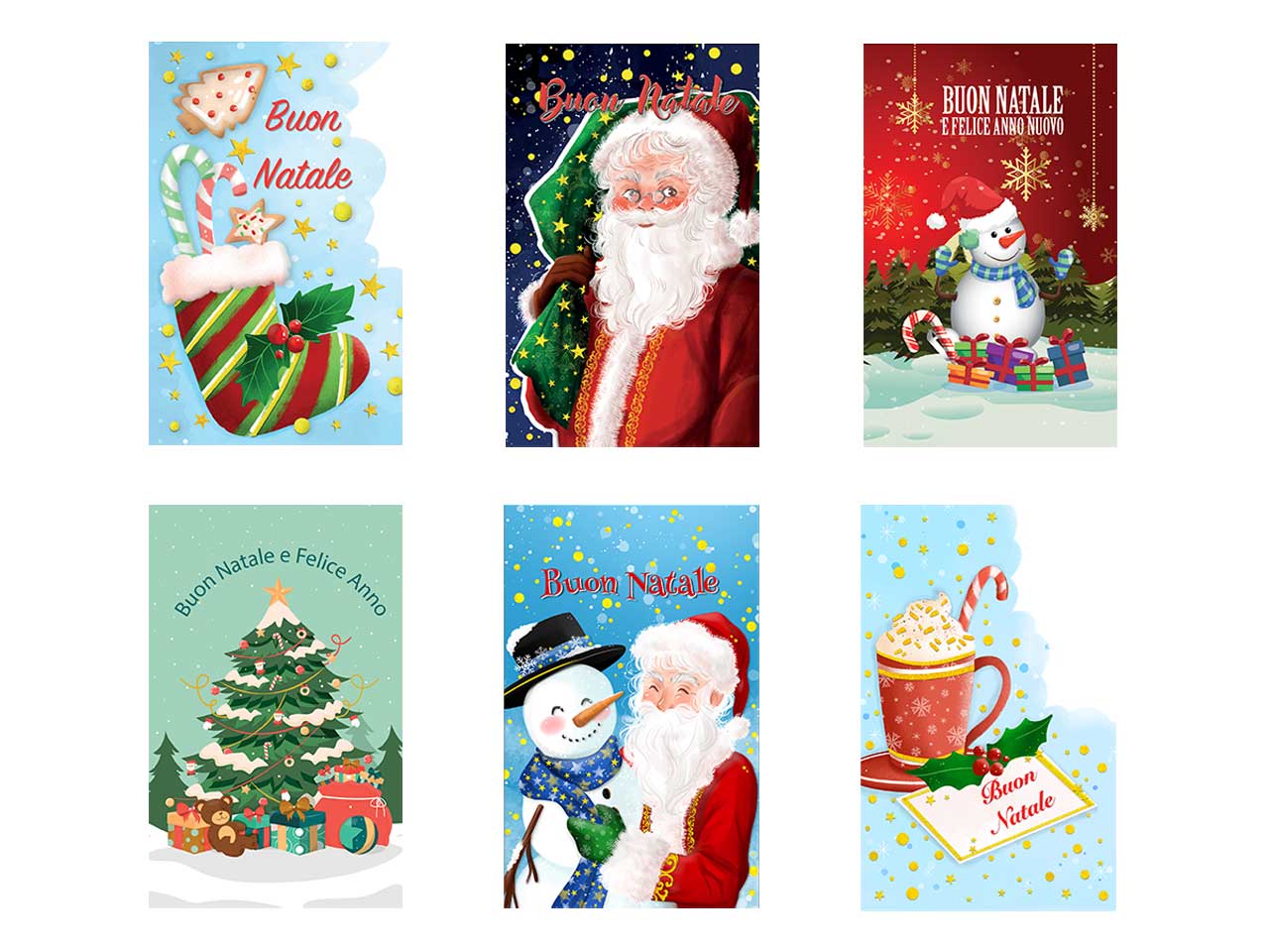 Biglietti buon natale 9x14cm 6 pezzi