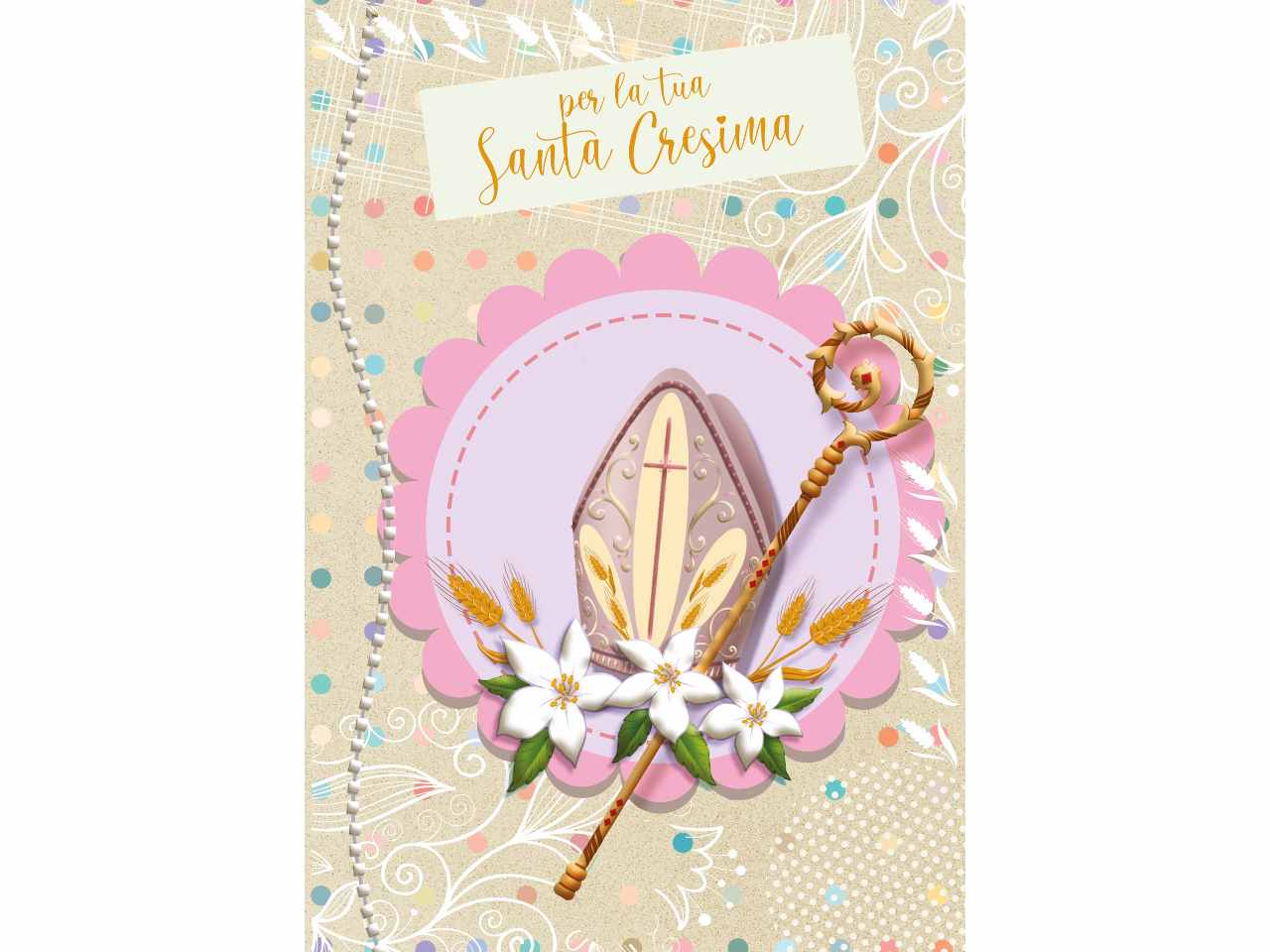 Biglietto auguri per santa cresima con scritta per la tua Santa Cresima