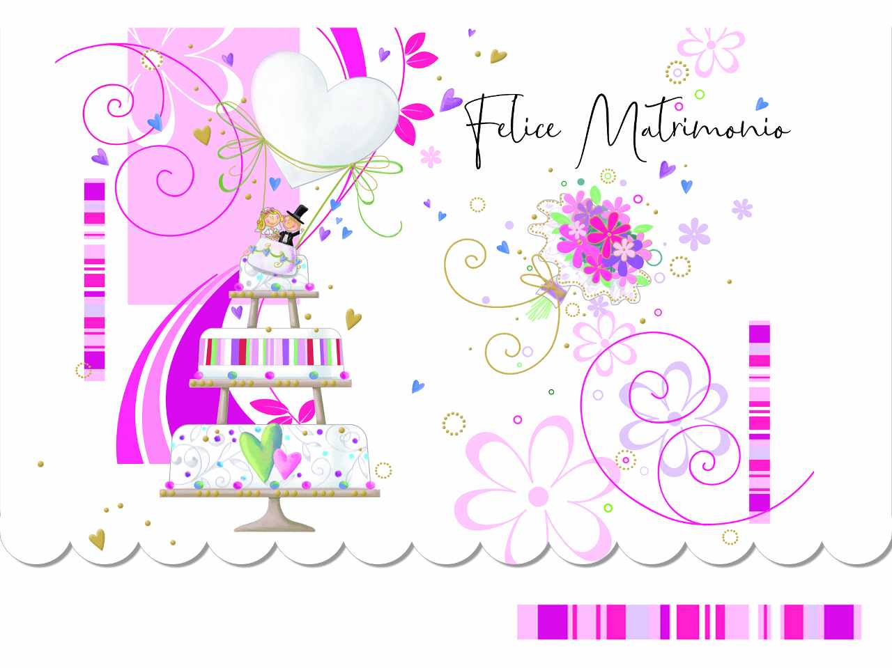 Biglietto auguri con scritta felice matrimonio